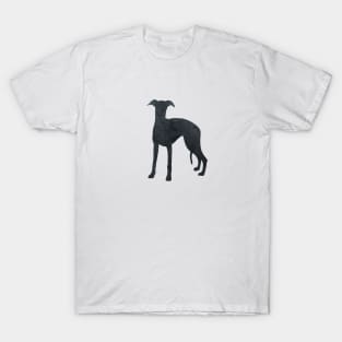 Whippet Black Gray Dog Silhouette Art T-Shirt